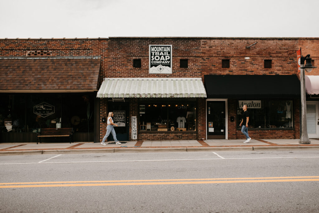 Ice cream date engagement session in Tryon, NC