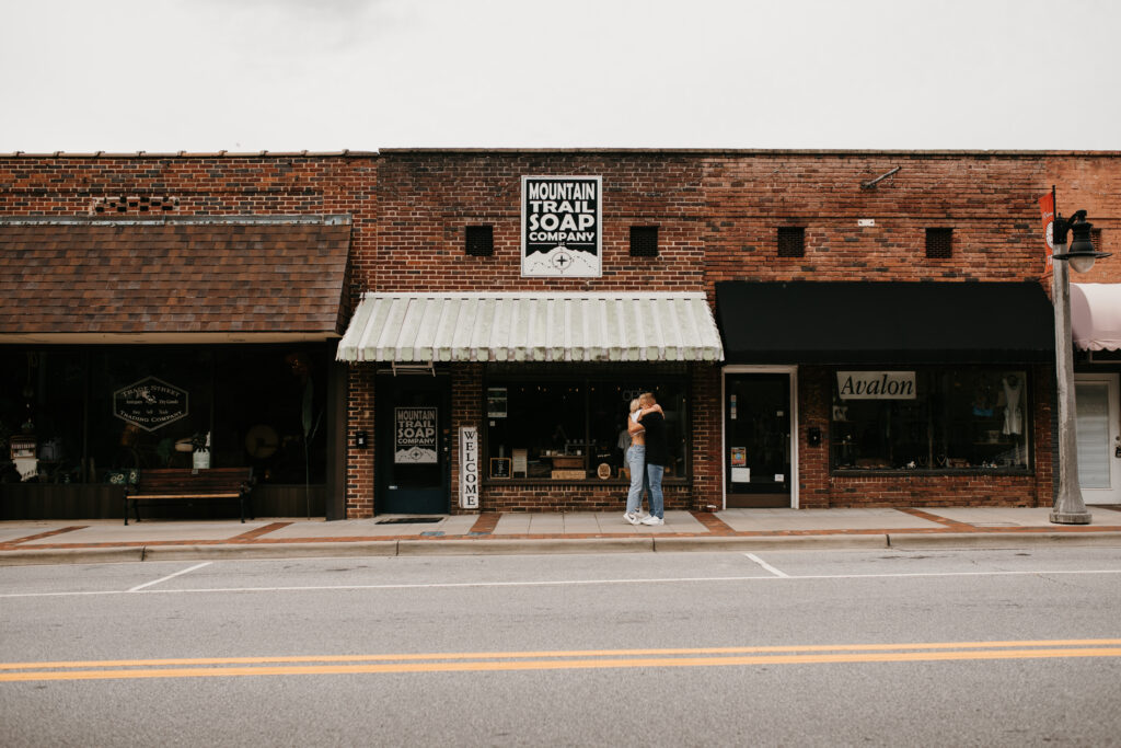 Ice cream date engagement session in Tryon, NC