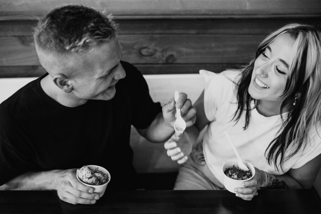 Ice cream date engagement session in Tryon, NC