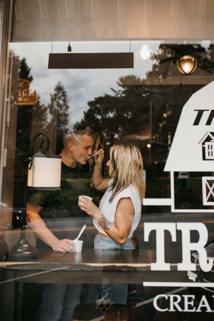 Ice cream date engagement session in Tryon, NC