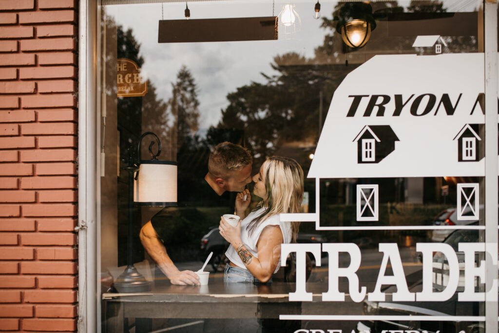 Ice cream date engagement session in Tryon, NC