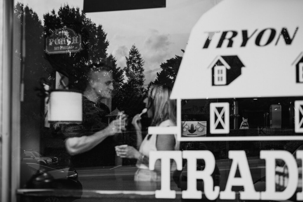 Ice cream date engagement session in Tryon, NC