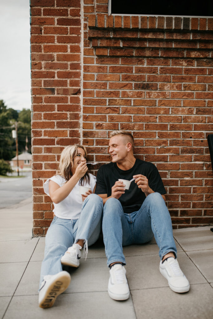 Ice cream date engagement session in Tryon, NC