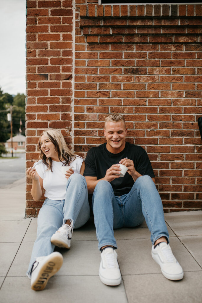 Ice cream date engagement session in Tryon, NC