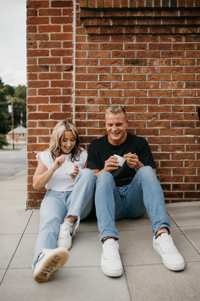 Ice cream date engagement session in Tryon, NC