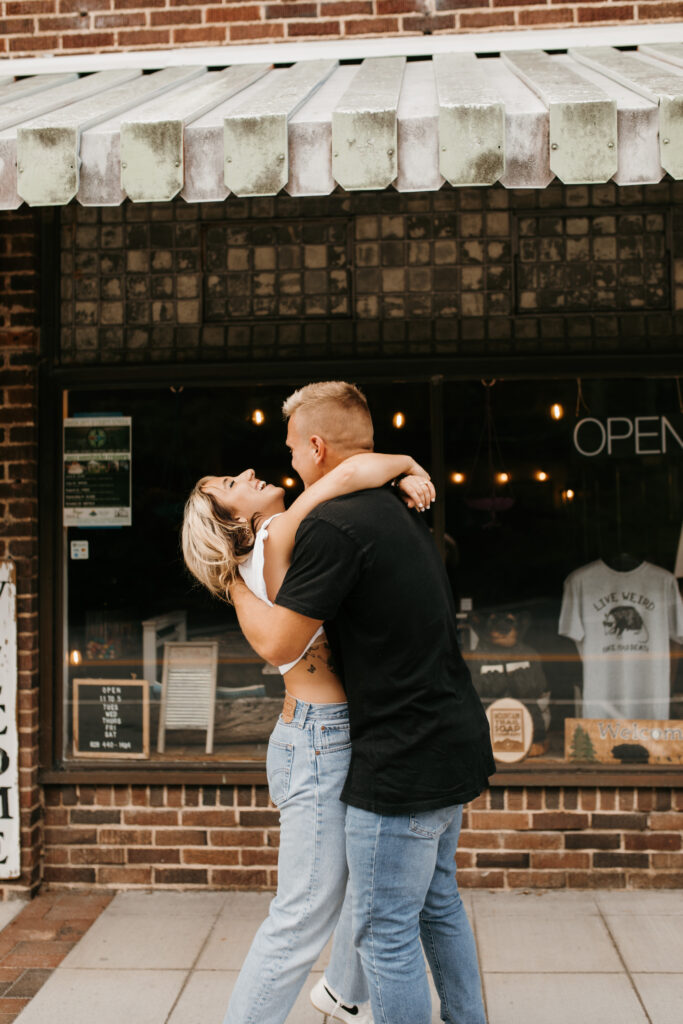 Ice cream date engagement session in Tryon, NC