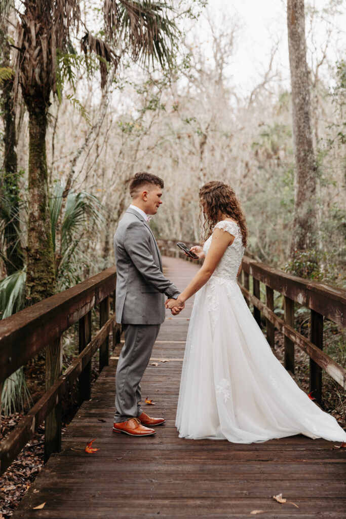 Bride and groom at Highlands Hammock State Park.