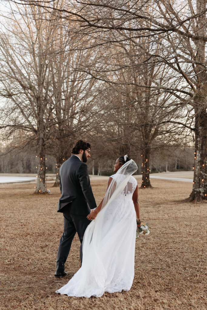 bride and groom at the Oaks Wedding Venue