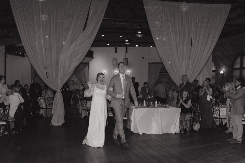 Bride and groom during their wedding reception during at The L in downtown Greenville, SC.