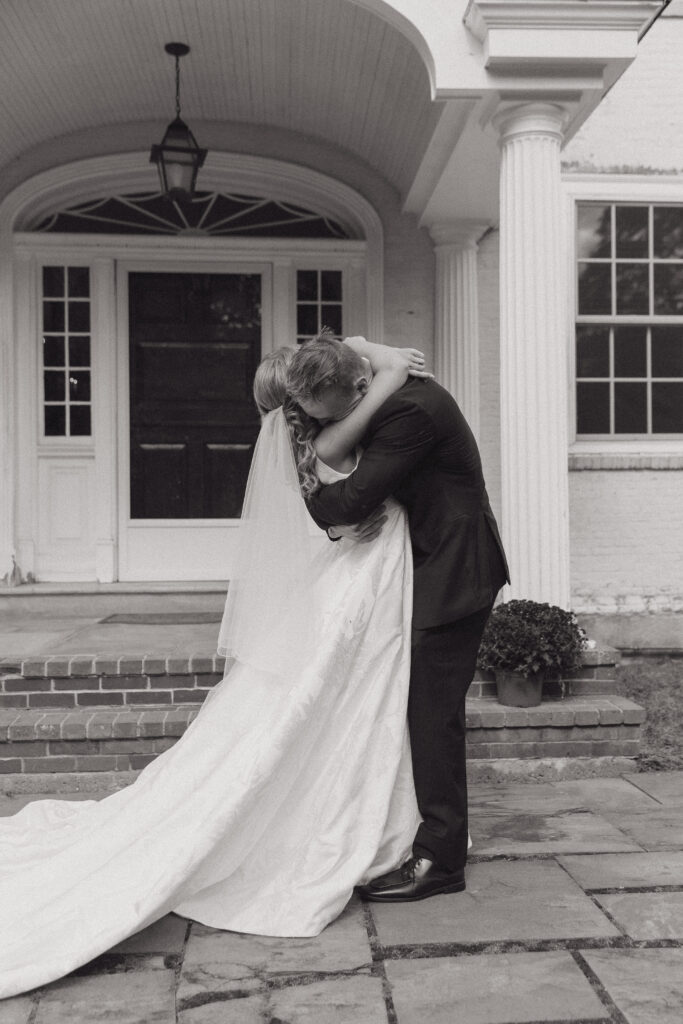 Bride and groom during their fall wedding at Milliken Manor in Southern New Hampshire.